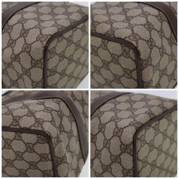 GUCCI GG Supreme Web Sherry Line Boston Bag PVC Beige Gold 40 20 007 Auth - Picture 16 of 16